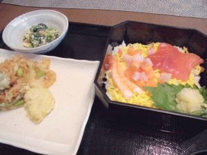 180318_お料理イベント～海鮮ちらしと春野菜のかき揚げ(弐番館)