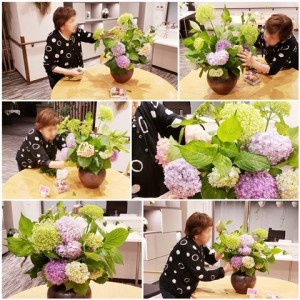 190529_アジサイ活け花（チャームスイート仁川）